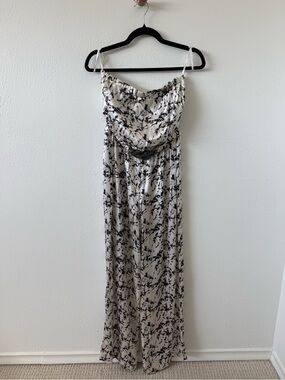 Phoebe Couture Black and White Strapless Jumpsuit size 4